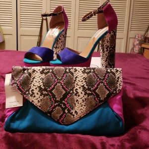 Steven Madden clutch purse and matching platforms